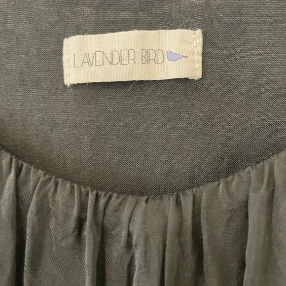 Made in Italy Lavender Bird Black Dress - Picture 2 of 7